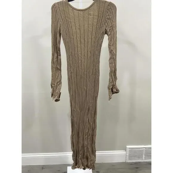 SNDYS Baha Long Sleeve Maxi Dress in Tan - Picture 3 of 8